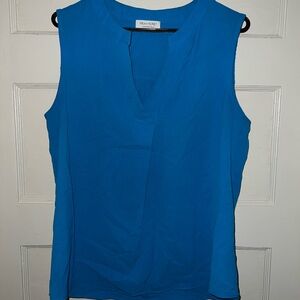 Sleeveless V-Neck Top in Bright Blue